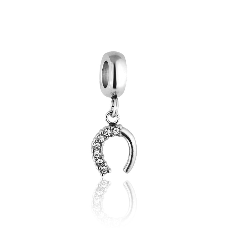 Berloque feminino Letícia ferradura com zircônias em aço inoxidável 316L - Only Steel