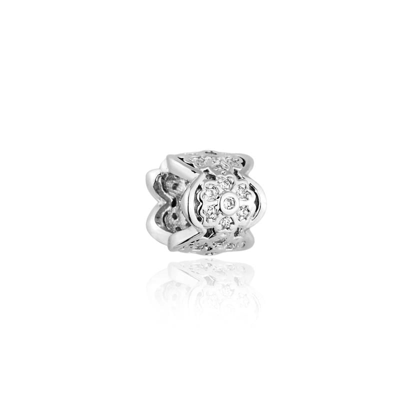 Berloque feminino Lorena separador com padrão floral em aço inoxidável 316L - Only Steel