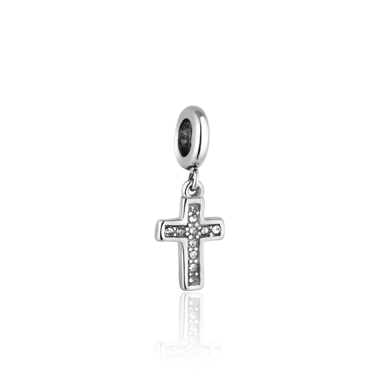 Berloque feminino cruz Sara cravejada com zircônias em aço inoxidável 316L - Only Steel