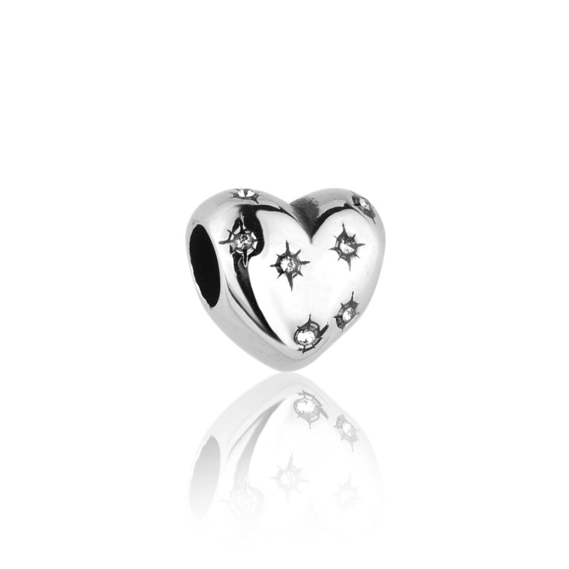 Berloque feminino Valentina coração com zircônias em aço inoxidável 316L - Only Steel