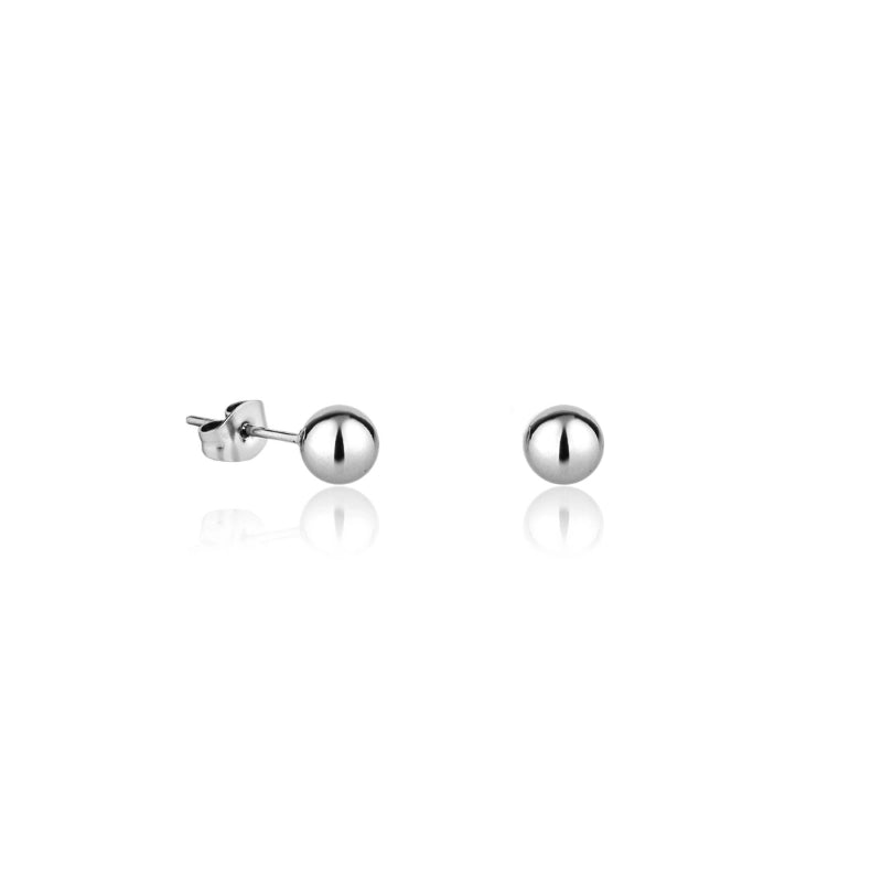 Brinco feminino de bolinha médio Lana esfera 5mm em aço inoxidável 316L - Only Steel
