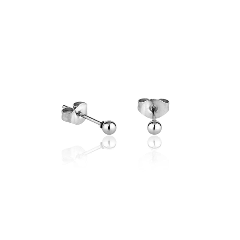Brinco feminino bolinha pequena Lana em aço inoxidável 316L prateado - Only Steel