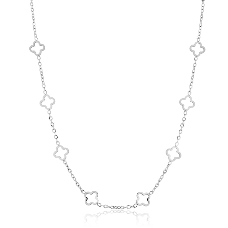 Colar feminino Lara de trevos em aço inoxidável 316L - Only Steel