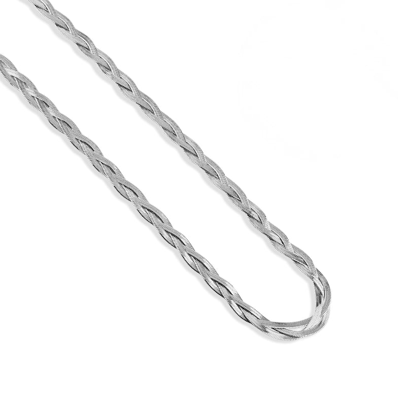 Corrente feminina Julia trançada 3 fios em aço inoxidável 316L - Only Steel