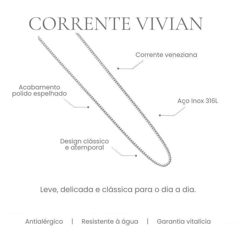 Corrente Vivian veneziana em aço inoxidável 316L - especificações