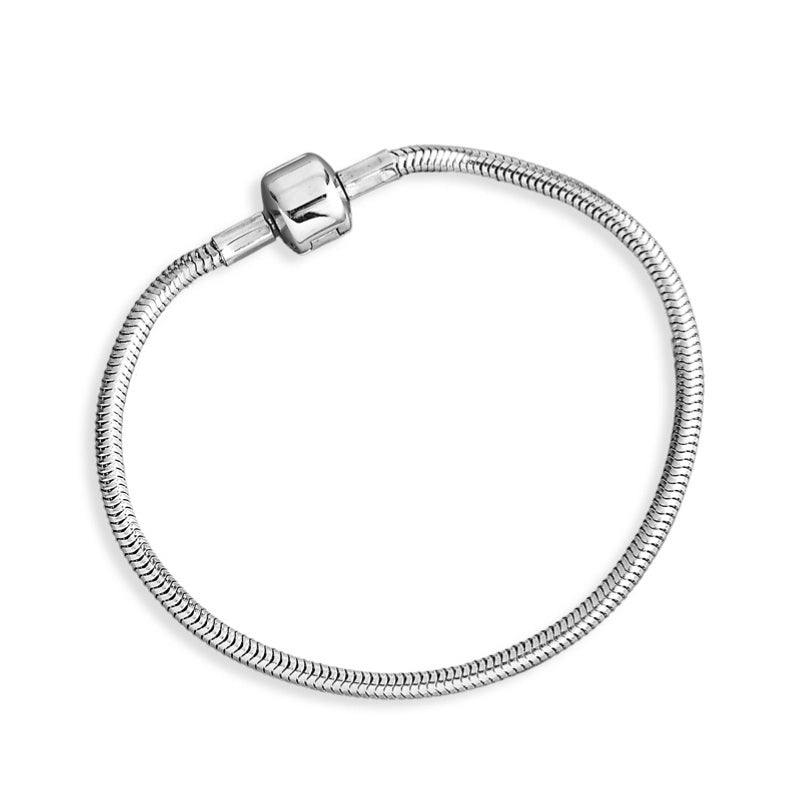 Pulseira feminina para berloques Angelina em aço inoxidável 316L prateado - Only Steel