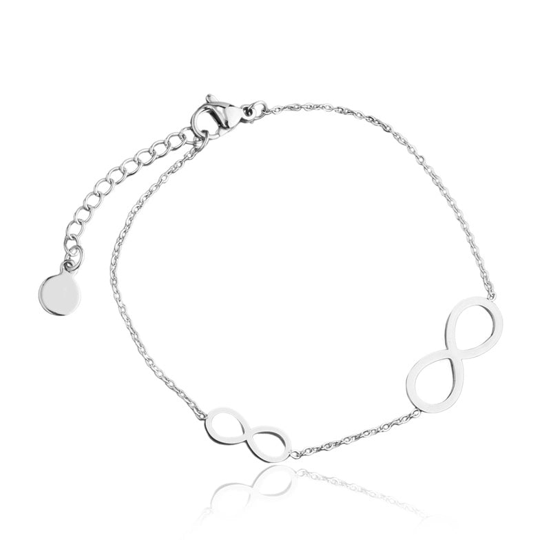 Pulseira feminina infinito Cecília em aço inoxidável 316L prateado - Only Steel