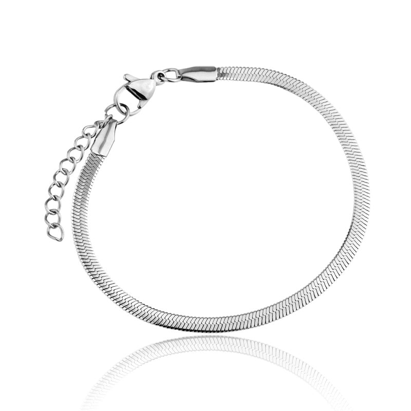 Pulseira feminina lacraia Elisa em aço inoxidável 316L prateado - Only Steel