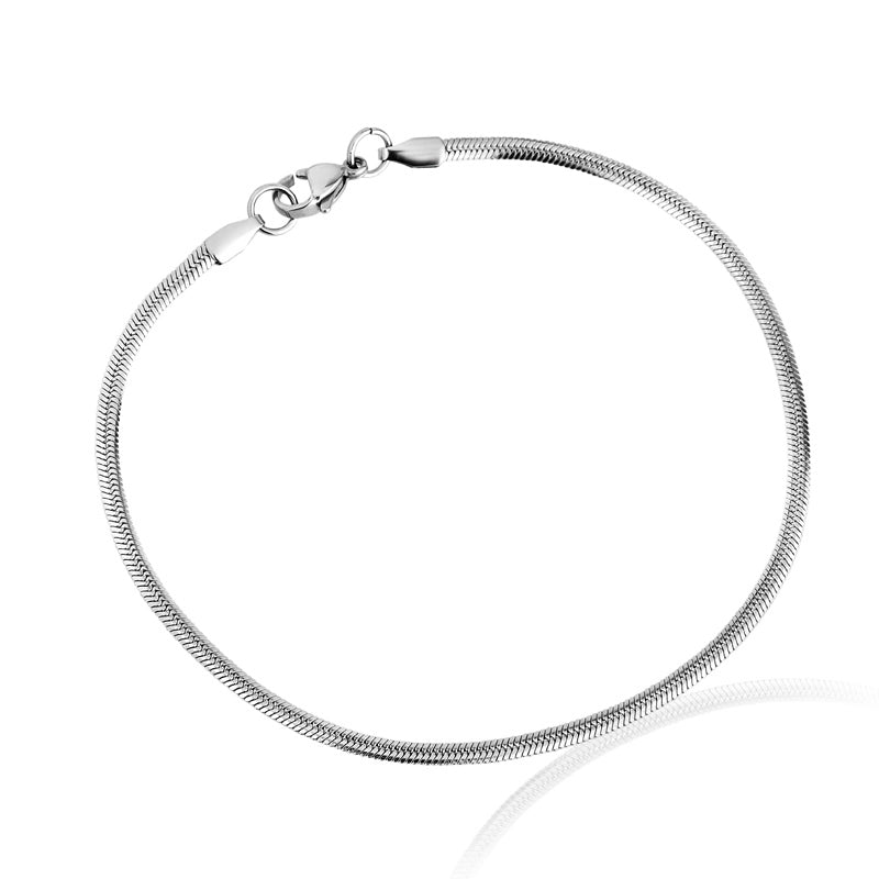 Tornozeleira feminina Cora minimalista em aço inoxidável 316L - Only Steel