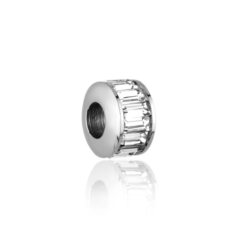 Berloque feminino separador Helena com zircônias baguete em aço inoxidável 316L - Only Steel