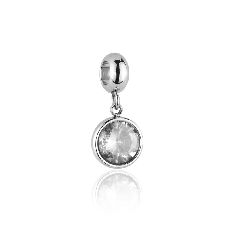 Berloque feminino Lua ponto de luz com zircônia em aço inoxidável 316L - Only Steel