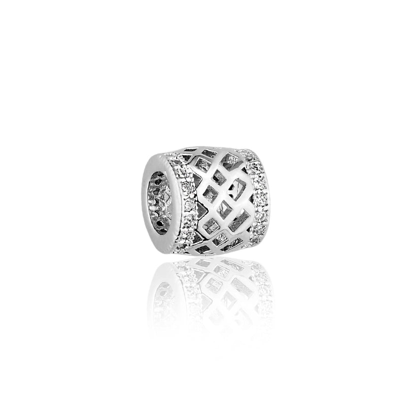 Berloque feminino Nanda separador vazado com zircônias em aço inoxidável 316L - Only Steel