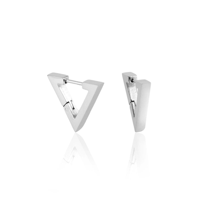 Brinco feminino argola triangular Ayra em aço inoxidável 316L - Only Steel