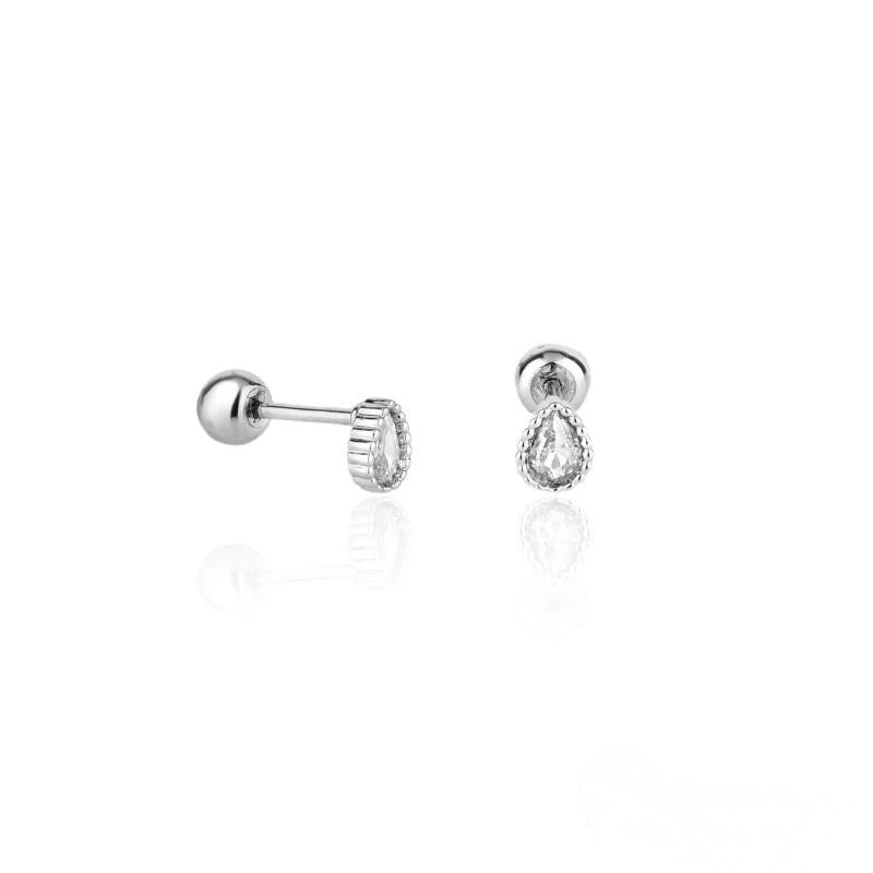 Brinco feminino Celine gota cravejada em aço inoxidável 316L - Only Steel