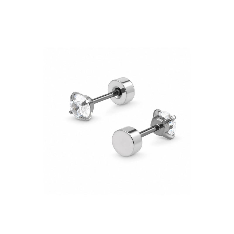 Brinco feminino ponto de luz Isis 4mm em aço inoxidável 316L - Only Steel