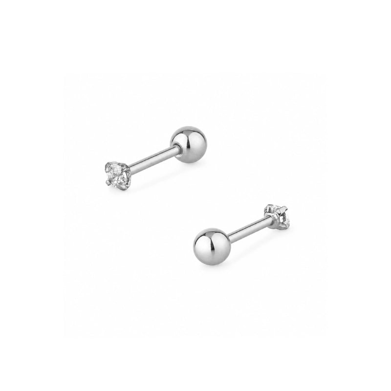 Brinco feminino piercing Maya zircônia 2mm em aço inoxidável 316L - Only Steel