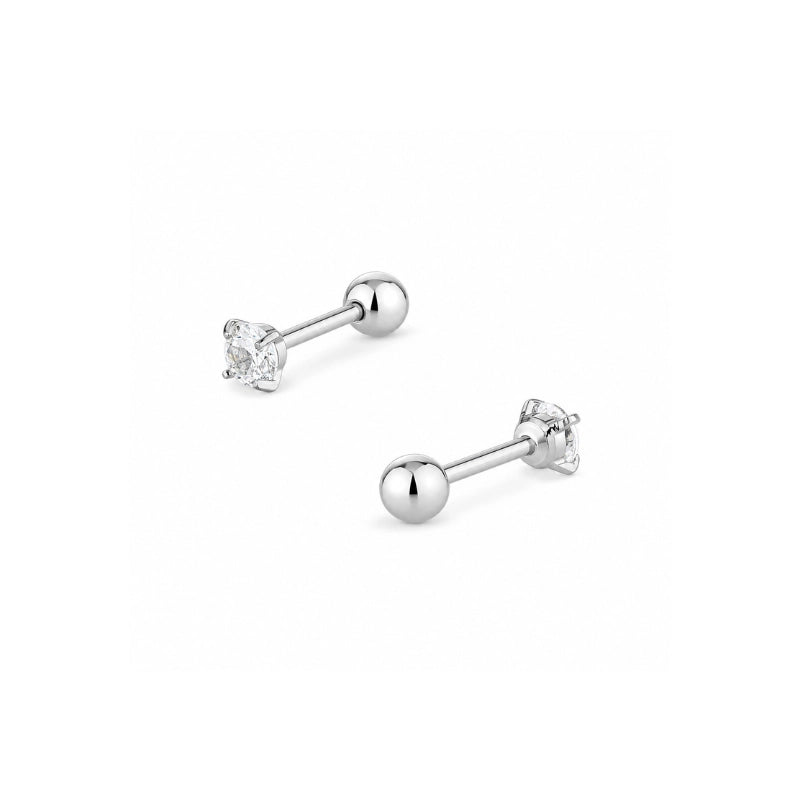 Brinco feminino piercing Maya zircônia 3mm em aço inoxidável 316L - Only Steel