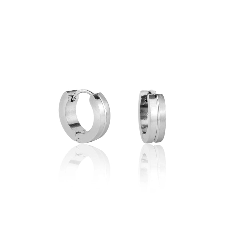Brinco feminino argolinha Pietra acabamento misto em aço inoxidável 316L - Only Steel