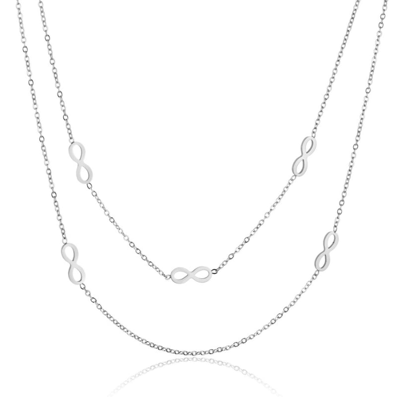 Colar feminino Cecília infinito em aço inoxidável 316L - Only Steel