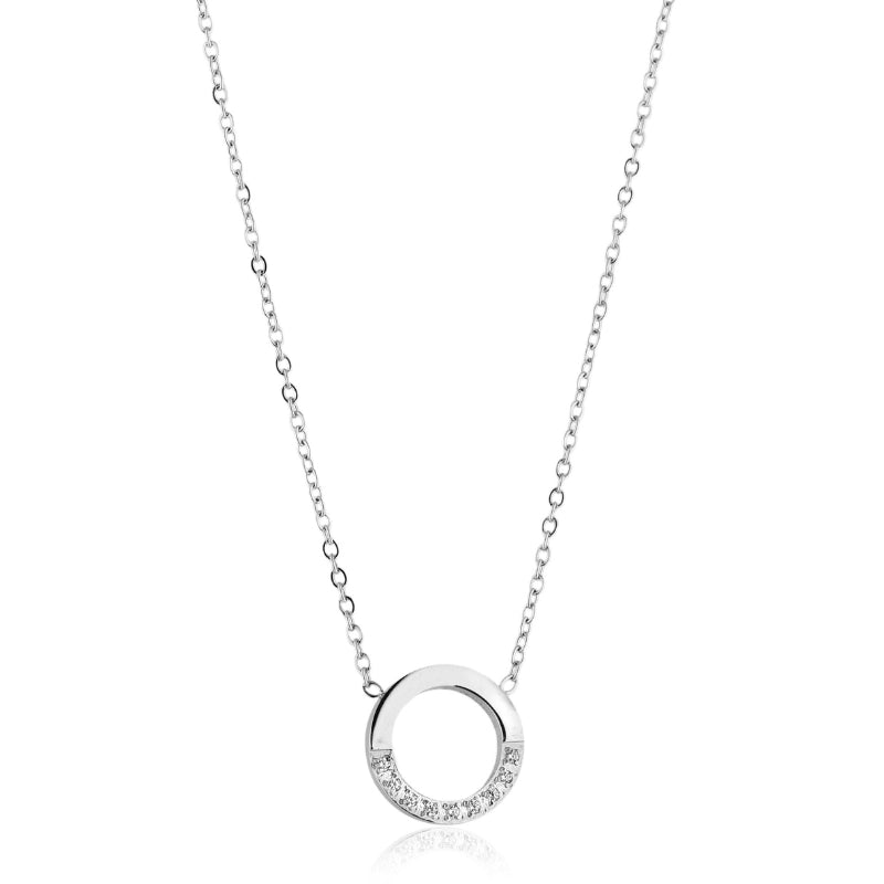 Colar feminino Eloá círculo minimalista em aço inoxidável 316L - Only Steel