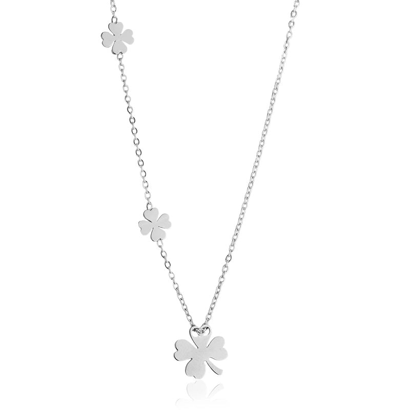 Colar feminino Olívia trevo de 4 folhas em aço inoxidável 316L - Only Steel