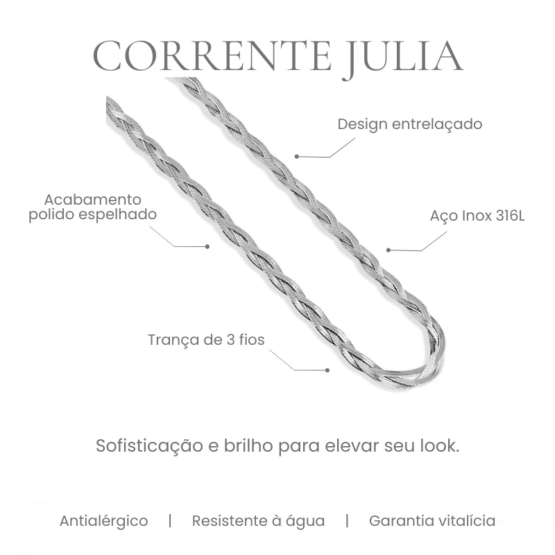 Corrente Julia trançada 3 fios em aço inoxidável 316L - especificações