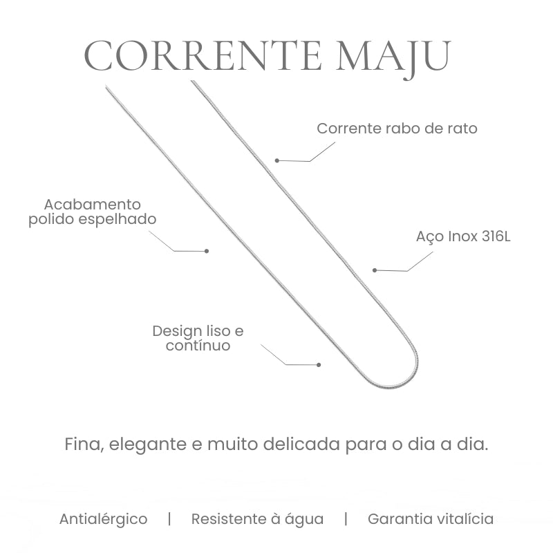 Corrente Maju rabo de rato em aço inoxidável 316L - especificações