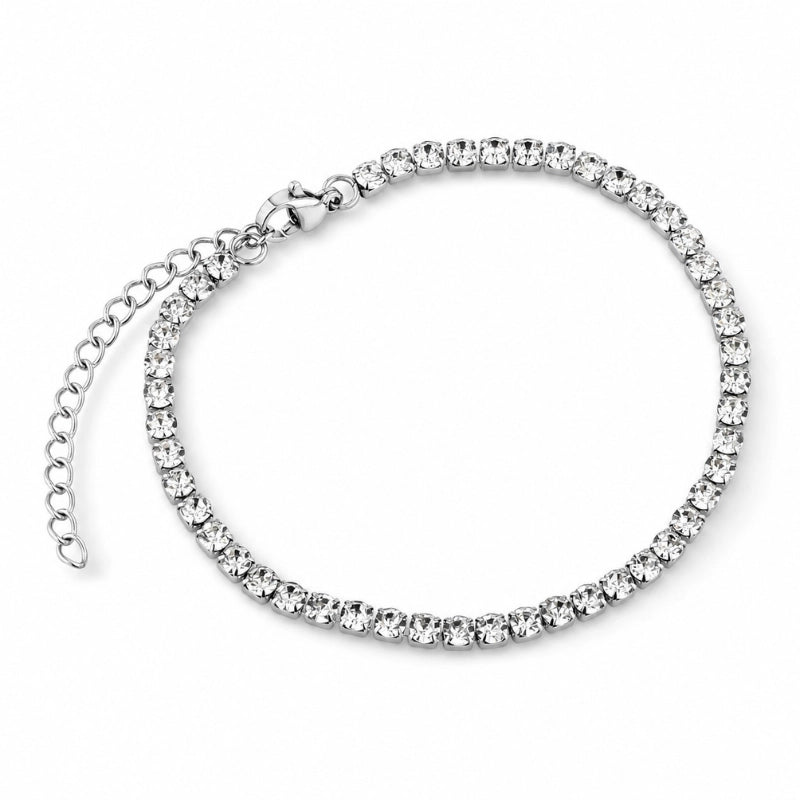 Pulseira feminina cravejada Gaia com zircônia em aço inoxidável 316L prateado - Only Steel