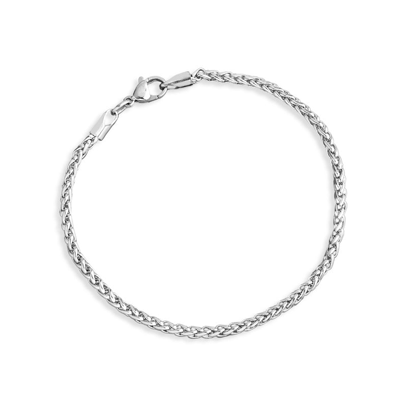 Pulseira feminina peruana Malu com elo trançado em aço inoxidável 316L prateado - Only Steel