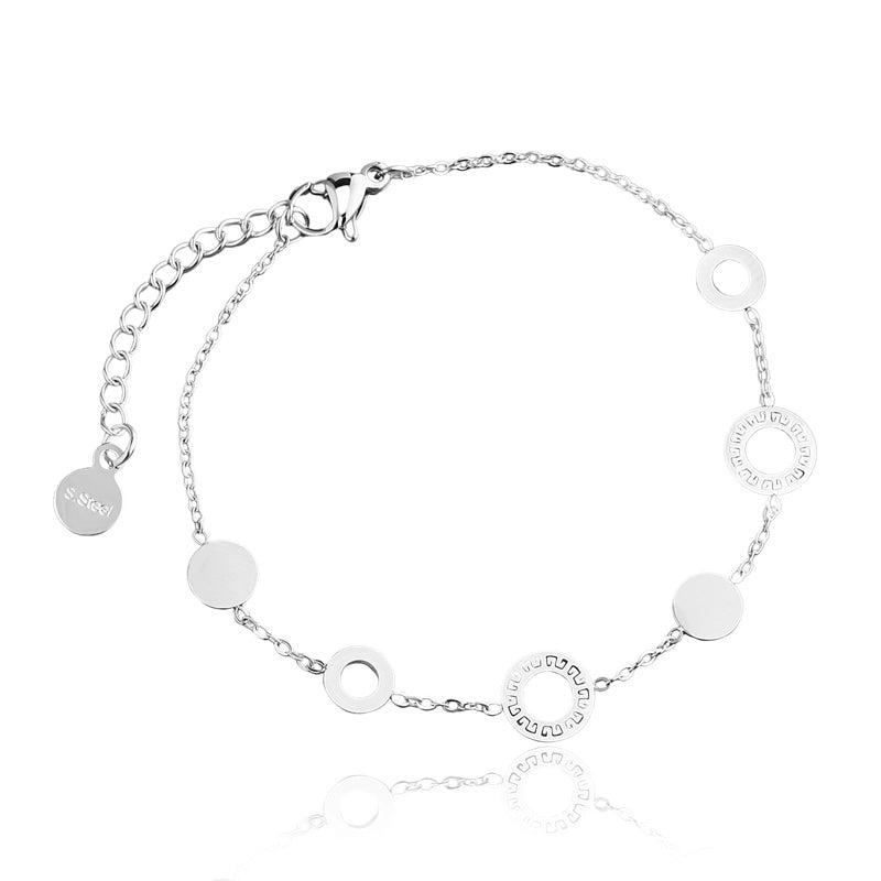 Pulseira feminina medalhas Serena em aço inoxidável 316L prateado - Only Steel