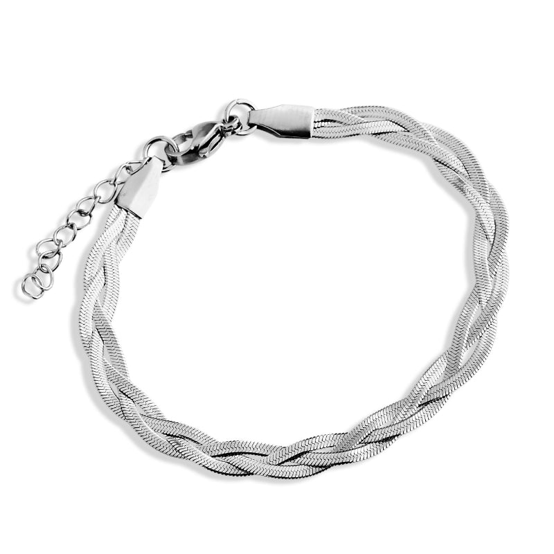 Pulseira trançada 3 fios aço inoxidável feminina Julia