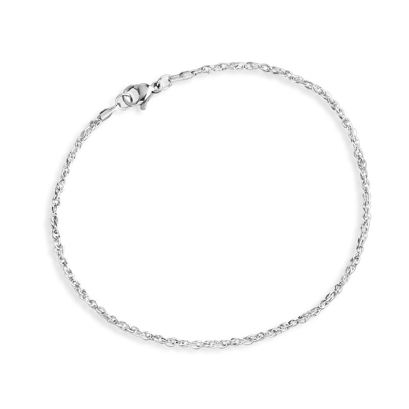 Pulseira feminina singapura torcida Zoe em aço inoxidável 316L prateado - Only Steel